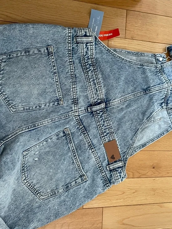 Joe Fresh x Jillian Harris Light Denim Short Overalls - Picture 2 of 5